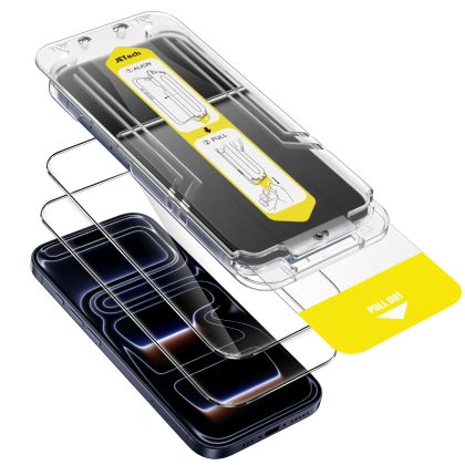 JETech Screen Protector for iPhone 17 Pro 6.3-Inch, 10-Second Super Easy Installation Kit with One-Step Alignment Tray, Anti-Fingerprint Tempered Glass Film, Case-Friendly, HD Clear, 2-Pack