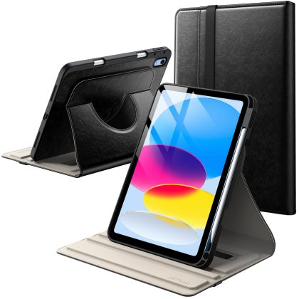 JETech Rotating Case for iPad (A16) 11th/10th Generation (2025/2022) with Pencil Holder, 360 Degree Rotation PU Leather Folio Protective Cover
