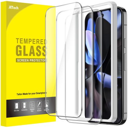 JETech Screen Protector for Google Pixel 10 / 10 Pro / 9 / 9 Pro, Tempered Glass Film with Easy Installation Tool, Fingerprint Compatible, HD Clear, 3-Pack