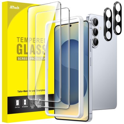 JETech Screen Protector for Samsung Galaxy S26 with Camera Lens Protector, 9H Tempered Glass Film with Easy Installation Tool, Fingerprint ID Compatible, HD Clear, 2-Pack Each