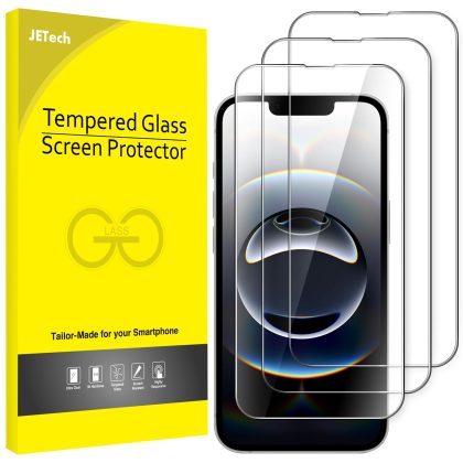 JETech Full Coverage Screen Protector for iPhone 16e 6.1-Inch 2025, 9H Tempered Glass Film, Case-Friendly, HD Clear, 3-Pack