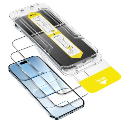 JETech Screen Protector for iPhone 17 Air, 10-Second Super Easy Installation Kit with One-Step Alignment Tray, Anti-Fingerprint Tempered Glass Film, Case-Friendly, 6.5-Inch Display, 2-Pack