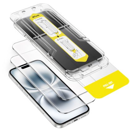 JETech Screen Protector for iPhone 16 6.1-Inch, 10-Second Super Easy Installation with One-Step Alignment Tray, Bubble-Free Tempered Glass Film, Case-Friendly, HD Clear, 2-Pack