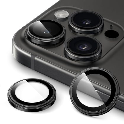 JETech Camera Lens Protector for iPhone 15 Pro 6.1-Inch and iPhone 15 Pro Max 6.7-Inch, 1:1 Invisible Fit, 9H Tempered Glass Metal Individual Ring Cover, HD Clear, 1 Set