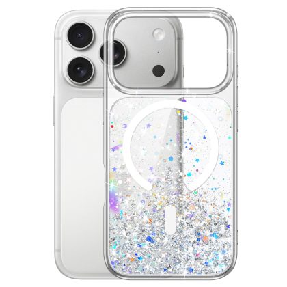 JETech Glitter Case for iPhone 17 Pro 6.3-Inch Compatible with MagSafe, Clear Cute Bling Sparkle for Women and Girls, Shiny Shockproof Magnetic Sparkly Phone Cover