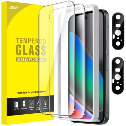 JETech Screen Protector for Google Pixel 10 with Camera Lens Protector, Easy Installation Tool, Fingerprint Unlocking Compatible, Tempered Glass Film, HD Clear, 2-Pack Each