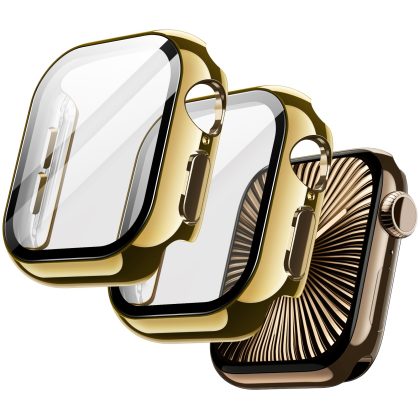JETech Plated Case with Screen Protector for Apple Watch Series 11/10 46mm, Metallic Luster Design, Overall Protective Cover, Built-in Tempered Glass Film High Sensitivity, 2 Pack