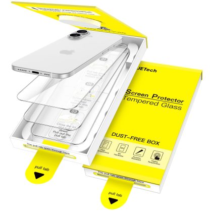 JETech Screen Protector for iPhone 16 6.1-Inch, One-Step Easy Installation with Auto-Alignment Bubble Free Box, 9H Tempered Glass Film, HD-Clear, 3-Pack