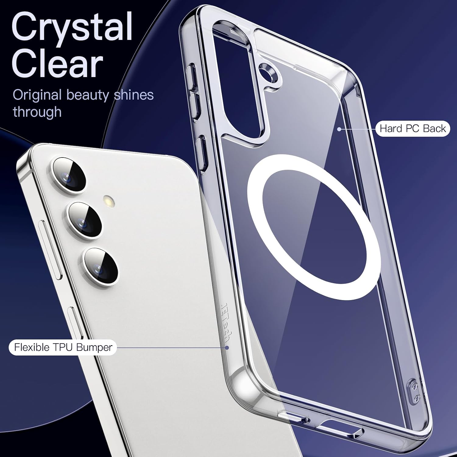 JETech Magnetic Case for Samsung Galaxy S24 5G, Compatible with MagSafe, Shockproof Protective Phone Cover, Non-Yellowing Hard Clear PC Back - Image 4