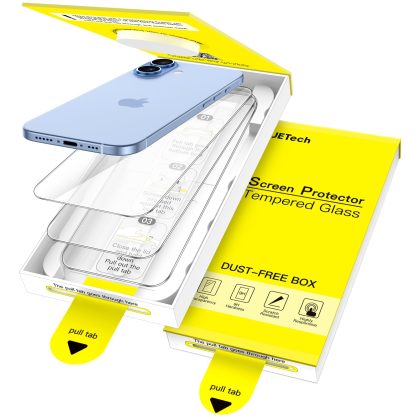 JETech Screen Protector for iPhone 17 6.3-Inch, One-Step Easy Installation with Auto-Alignment Bubble Free Box, 9H Tempered Glass Film, HD-Clear, 3-Pack