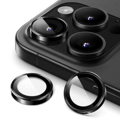 JETech Camera Lens Protector for iPhone 16 Pro 6.3-Inch and iPhone 16 Pro Max 6.9-Inch, 9H Tempered Glass Metal Individual Ring Cover, HD Clear, 1 Set
