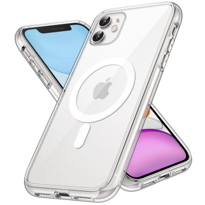 JETech Magnetic Case for iPhone 11 6.1-Inch Compatible with MagSafe Wireless Charging, Shockproof Phone Bumper Cover, Anti-Scratch Clear Back