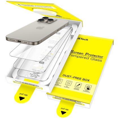 JETech Screen Protector for iPhone 15 Pro Max 6.7-Inch, One-Step Easy Installation with Auto-Alignment Bubble Free Box, 9H Tempered Glass Film, HD-Clear, 3-Pack