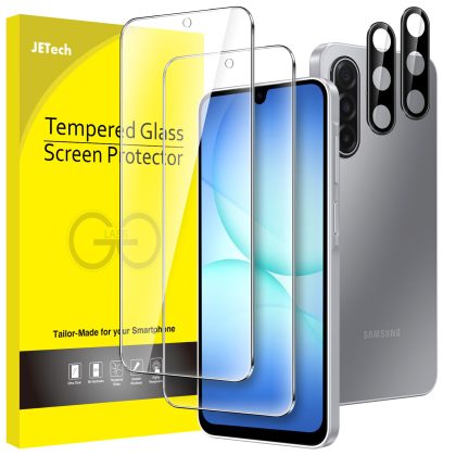 JETech Screen Protector for Samsung Galaxy A17 5G/4G 6.7-Inch with Camera Lens Protector, 9H Tempered Glass Film, HD Clear, 2-Pack Each