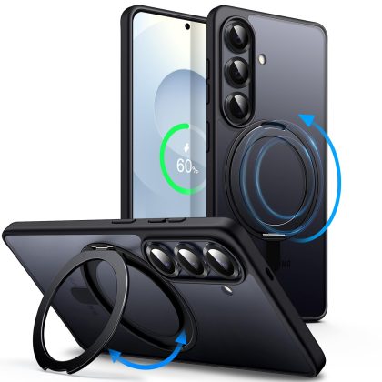 JETech 360 Degree Rotatable Ring Case for Samsung Galaxy S26, Compatible with MagSafe, Matte Shockproof Phone Cover with Stand & Ring Holder