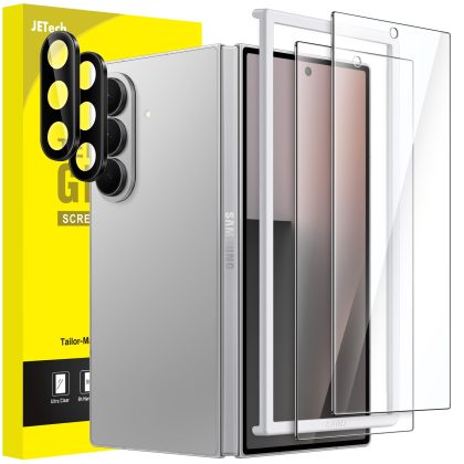 JETech Front Screen Protector for Samsung Galaxy Z Fold 7 2025 with Camera Lens Protector, Easy Installation Tool, 9H Tempered Glass Film, Anti-Scratch, HD Clear, 2-Pack Each