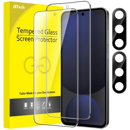 JETech Screen Protector for Samsung Galaxy S24 FE with Camera Lens Protector, Tempered Glass Film, Fingerprint ID Compatible, HD Clear, 2-Pack Each