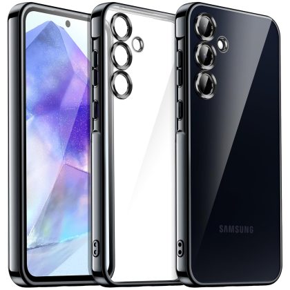 JETech Soft Clear Case for Samsung Galaxy A55 5G 6.6-Inch, Camera Lens Full Protection, Shockproof Electroplated TPU Phone Cover