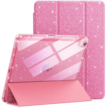 JETech Glitter Case for iPad Air 13-Inch M3/M2 (2025/2024) with Pencil Holder, Cute Sparkly Slim Cover for Kids and Girls, Shiny Clear Back Shell