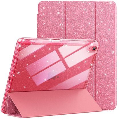 JETech Glitter Case for iPad (A16) 11th/10th Generation (2025/2022) with Pencil Holder, Cute Sparkly Slim Cover for Kids and Girls, Shiny Clear Back Shell